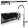 Miseno Kitchen Combo - 33" Double Basin Undermount Cast Iron Kitchen Sink with 60/40 Split and Pullout Spray Kitchen Faucet Black / Polished Chrome