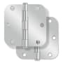 Miseno 3-1/2 x 3-1/2 Plain Bearing 5/8" Radius Corner Door Hinge - Pair Polished Chrome