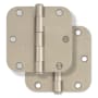 Miseno 3-1/2 x 3-1/2 Plain Bearing 5/8" Radius Corner Door Hinge - Pair Satin Nickel