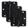 Miseno 3-1/2 x 3-1/2 Plain Bearing 1/4" Radius Corner Door Hinge - Pack of 3 Matte Black