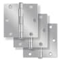 Miseno 3-1/2 x 3-1/2 Plain Bearing Square Corner Door Hinge - Pack of 3 Polished Chrome