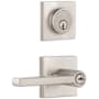 Miseno Lorton Flat Bar Single Cylinder Keyed Entry Door Lever Set and Deadbolt Combo Pack Satin Nickel