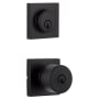 Miseno Quattro Single Cylinder Keyed Entry Door Knob Set and Lorton Deadbolt Combo with Square Rose Matte Black