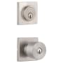 Miseno Quattro Single Cylinder Keyed Entry Door Knob Set and Lorton Deadbolt Combo with Square Rose Satin Nickel