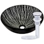 Miseno Circular 16-1/2" Tempered Glass Vessel Bathroom Sink Polished Chrome Drain