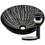 Miseno Circular 16-1/2" Tempered Glass Vessel Bathroom Sink Flat Black Drain