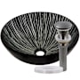 Miseno Circular 16-1/2" Tempered Glass Vessel Bathroom Sink Gun Metal Drain
