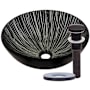 Miseno Circular 16-1/2" Tempered Glass Vessel Bathroom Sink Oil Rubbed Bronze Drain