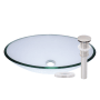 Miseno Oval 20" Tempered Glass Vessel Bathroom Sink Brushed Nickel Drain