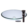 Miseno Oval 20" Tempered Glass Vessel Bathroom Sink Oil Rubbed Bronze Drain