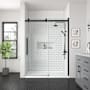 Miseno Bel 81-1/2" High x 60" Wide Sliding Frameless Shower Door with Clear Glass - Includes Base Black