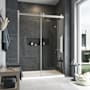 Miseno Bel 81-1/2" High x 60" Wide Sliding Frameless Shower Door with Clear Glass - Includes Base Satin Nickel