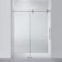 Miseno Villena 78" High x 68" Wide Sliding Frameless Shower Door with Clear Glass Brushed Nickel