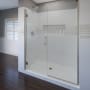 Miseno Swipe 72" High x 47"-48" Wide Hinged Frameless Shower Door with Clear Glass Brushed Nickel