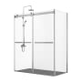 Miseno Spezia 76" High x 64" Wide x 35" Deep Sliding Frameless Shower Enclosure with Clear Glass Brushed Nickel