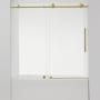 Miseno Villena 58" High x 60" Wide Sliding Frameless Tub Door with Clear Glass - 2 Rail Casters Brushed Gold
