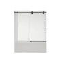 Miseno Villena 58" High x 60" Wide Sliding Frameless Tub Door with Clear Glass - 2 Rail Casters Matte Black