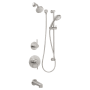 Miseno Mia Pressure Balanced Shower System with 1.8 GPM Rain Shower Head, Hand Shower, Slide Bar, Tub Spout, and Standard Shower Arm Brushed Nickel