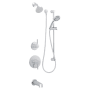 Miseno Mia Pressure Balanced Shower System with 1.8 GPM Rain Shower Head, Hand Shower, Slide Bar, Tub Spout, and Standard Shower Arm Polished Chrome