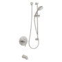 Miseno Mia Pressure Balanced Tub and Shower Trim with Hand Shower, Slide Bar, and Tub Spout Brushed Nickel