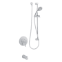 Miseno Mia Pressure Balanced Tub and Shower Trim with Hand Shower, Slide Bar, and Tub Spout Polished Chrome
