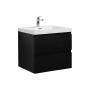 Miseno Aurora 24" Wall Mounted Single Basin Vanity Set with Cabinet and Acrylic Vanity Top Matte Midnight Black