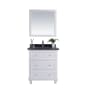 Miseno Luna 30" Free Standing Single Basin Vanity Set with Cabinet and Marble Vanity Top White / Black Wood
