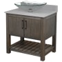 Miseno 30" Free Standing Single Basin Vanity Set with Cabinet, Rectangular Glass Vessel Sink and Grey Quartz Vanity Top Cafe Mocha / Storm Grey Top / Oil Rubbed Bronze Hardware