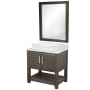 Miseno 30" Free Standing Single Basin Vanity Set with Cabinet, Quartz Vanity Top, Porcelain Vessel Sink and Mirror Cafe Mocha / Cafe Mocha Top / Brushed Nickel Hardware