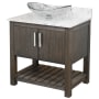 Miseno 30" Free Standing Single Basin Vanity Set with Cabinet, Oval Glass Vessel Sink and Quartz Vanity Top Cafe Mocha / Cafe Mocha Top / Brushed Nickel Hardware