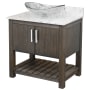 Miseno 30" Free Standing Single Basin Vanity Set with Cabinet, Oval Glass Vessel Sink and Quartz Vanity Top Cafe Mocha / Cafe Mocha Top / Chrome Hardware