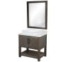 Miseno 30" Free Standing Single Basin Vanity Set with Cabinet, Quartz Vanity Top, Porcelain Vessel Sink and Mirror Cafe Mocha / Cafe Mocha Top / Matte Black Hardware