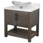 Miseno 30" Free Standing Single Basin Vanity Set with Cabinet, Oval Glass Vessel Sink and Quartz Vanity Top Cafe Mocha / Cafe Mocha Top / Matte Black Hardware