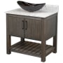Miseno 30" Free Standing Single Basin Vanity Set with Cabinet, Oval Glass Vessel Sink and Quartz Vanity Top Cafe Mocha / Cafe Mocha Top / Oil Rubbed Bronze Hardware
