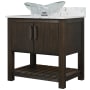 Miseno 30" Free Standing Single Basin Vanity Set with Cabinet, Oval Glass Vessel Sink and Quartz Vanity Top Cafe Mocha / Cafe Mocha Top / Oil Rubbed Bronze Hardware