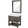 Miseno 30" Free Standing Single Basin Vanity Set with Cabinet, Marble Vanity Top, Porcelain Vessel Sink and Mirror Cafe Mocha / Carrara White Top / Brushed Nickel Hardware