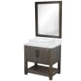 Miseno 30" Free Standing Single Basin Vanity Set with Cabinet, Marble Vanity Top, Porcelain Vessel Sink and Mirror Cafe Mocha / Carrara White Top / Matte Black Hardware