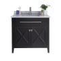 Miseno Wimbledon 36" Free Standing Single Basin Vanity Set with Cabinet and Marble Vanity Top Espresso / White Stripes