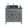 Miseno Wimbledon 36" Free Standing Single Basin Vanity Set with Cabinet and Marble Vanity Top Grey / Black Wood