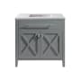 Miseno Wimbledon 36" Free Standing Single Basin Vanity Set with Cabinet and Marble Vanity Top Grey / Matte White