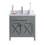 Miseno Wimbledon 36" Free Standing Single Basin Vanity Set with Cabinet and Marble Vanity Top Grey / White Quartz