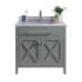 Miseno Wimbledon 36" Free Standing Single Basin Vanity Set with Cabinet and Marble Vanity Top Grey / White Stripes