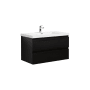Miseno Aurora 36" Wall Mounted Single Basin Vanity Set with Cabinet and Acrylic Vanity Top Matte Midnight Black