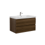 Miseno Aurora 36" Wall Mounted Single Basin Vanity Set with Cabinet and Acrylic Vanity Top Smokey Walnut
