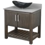 Miseno Ocean Breeze 36" Free Standing Single Basin Vanity Set with Cabinet and Quartz Vanity Top Cafe Mocha / Storm Grey Top / Brushed Nickel Hardware