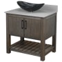 Miseno Ocean Breeze 36" Free Standing Single Basin Vanity Set with Cabinet and Quartz Vanity Top Cafe Mocha / Storm Grey Top / Matte Black Hardware