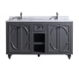 Miseno Odyssey 60" Free Standing Double Basin Vanity Set with Cabinet and Vanity Top Grey / White Stripes
