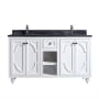 Miseno Odyssey 60" Free Standing Double Basin Vanity Set with Cabinet and Vanity Top White / Black Wood