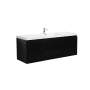 Miseno Aurora 59" Wall Mounted Single Basin Vanity Set with Cabinet and Acrylic Vanity Top Matte Midnight Black