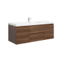Miseno Aurora 59" Wall Mounted Single Basin Vanity Set with Cabinet and Acrylic Vanity Top Smokey Walnut